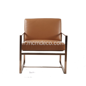 Fauteuil Lounge en cuir véritable Angles Modernes